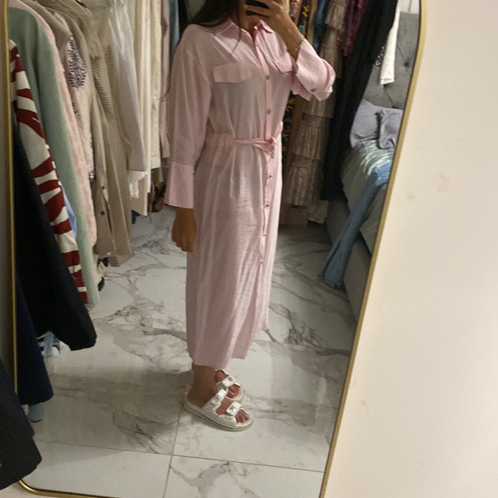 Light pink maxi shirt dress - Picture 2 of 3